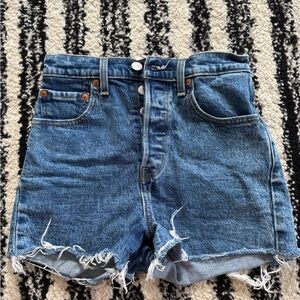 Levi's Blue Jean Shorts High-Waisted Distressed